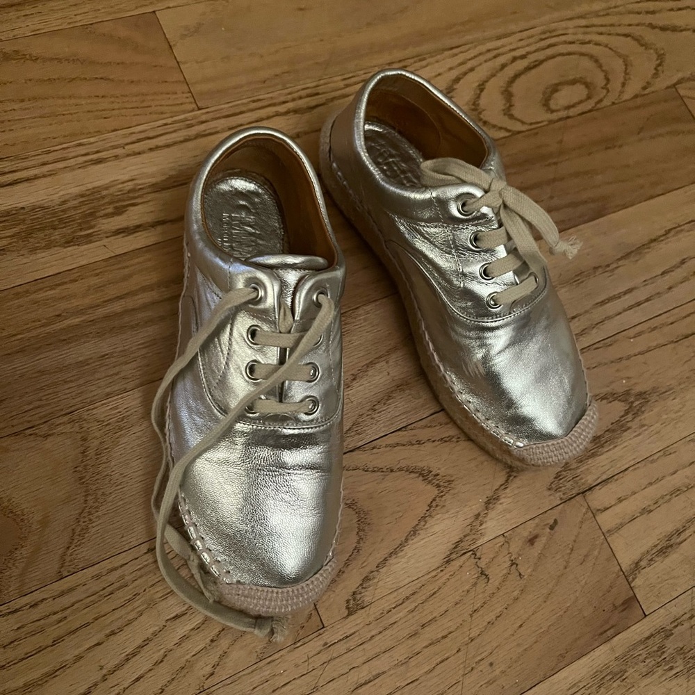 Maison Margiela - silver raffia sneakers - bit of a built-in platform - 37 - Picture 2 of 8